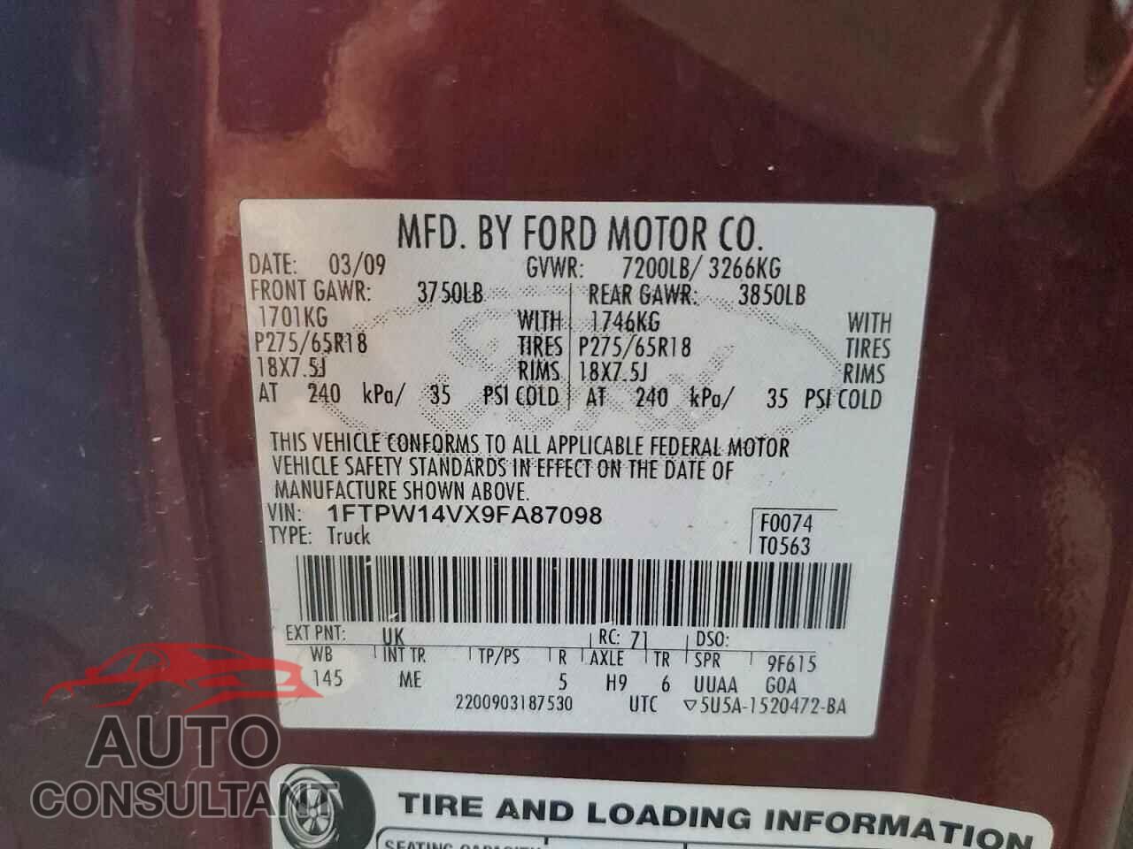 FORD F150 2009 - 1FTPW14VX9FA87098