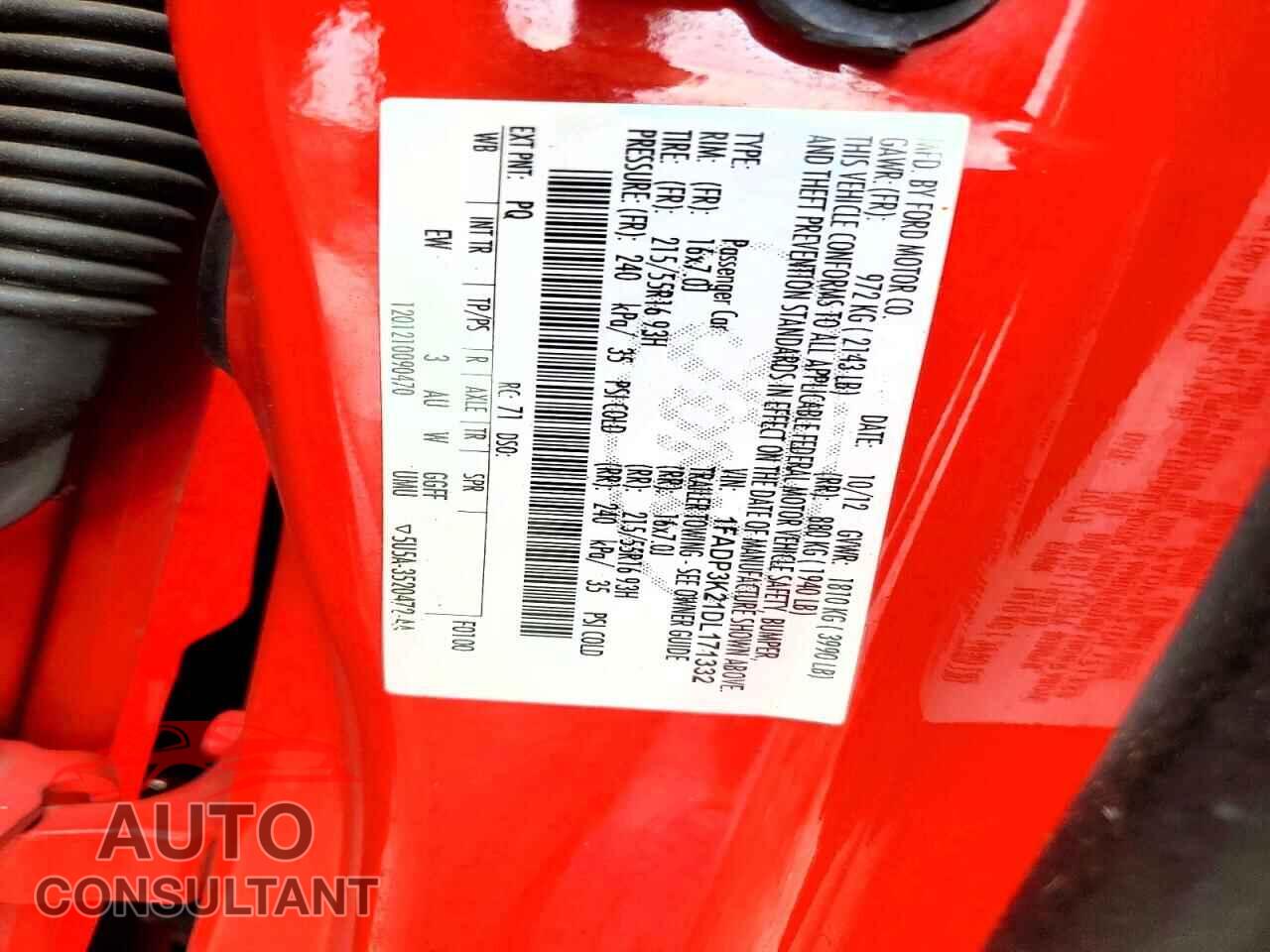 FORD FOCUS 2013 - 1FADP3K21DL171332