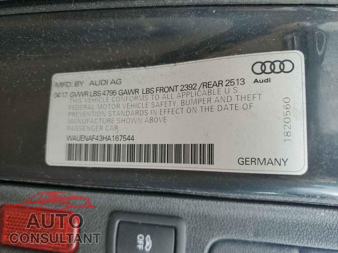 AUDI A4 2017 - WAUENAF43HA167544