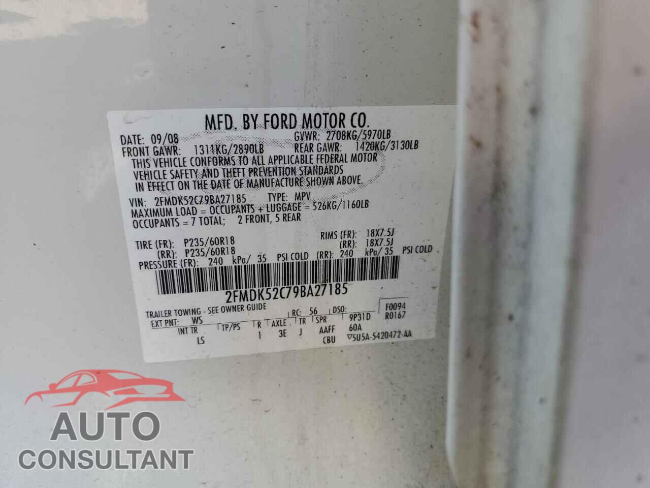 FORD FLEX 2009 - 2FMDK52C79BA27185
