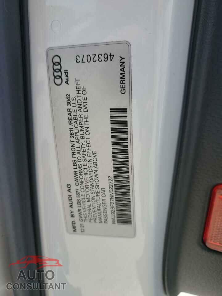 AUDI A6 2022 - WAU92BF27NN022722
