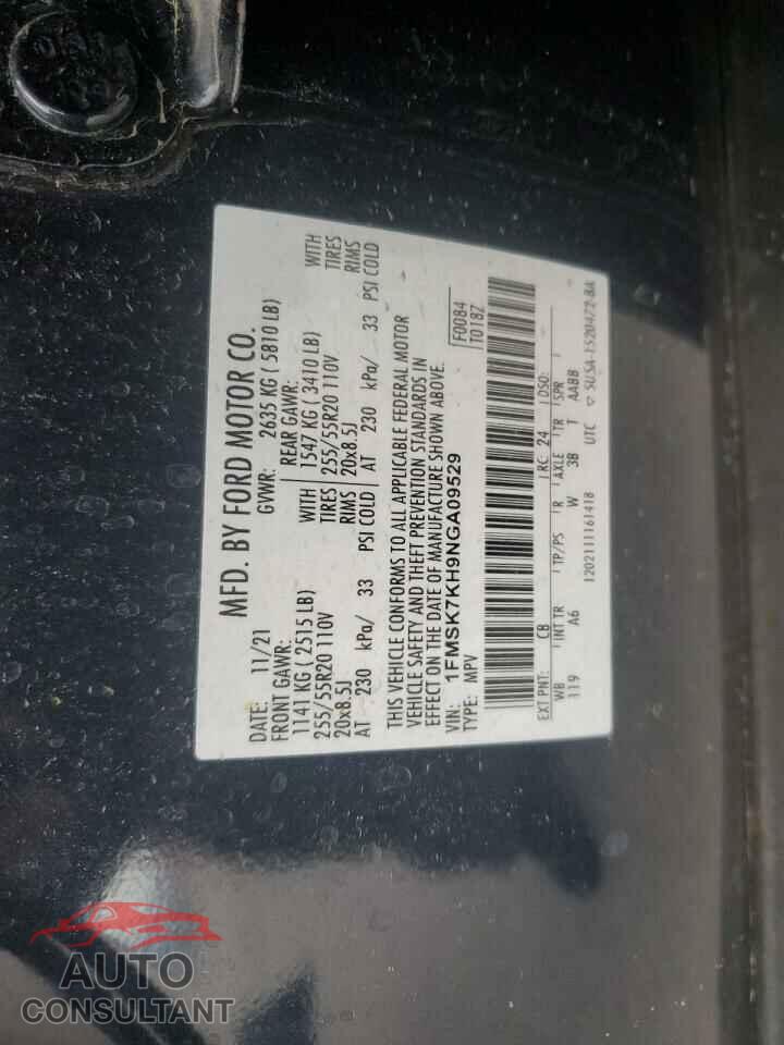 FORD EXPLORER 2022 - 1FMSK7KH9NGA09529