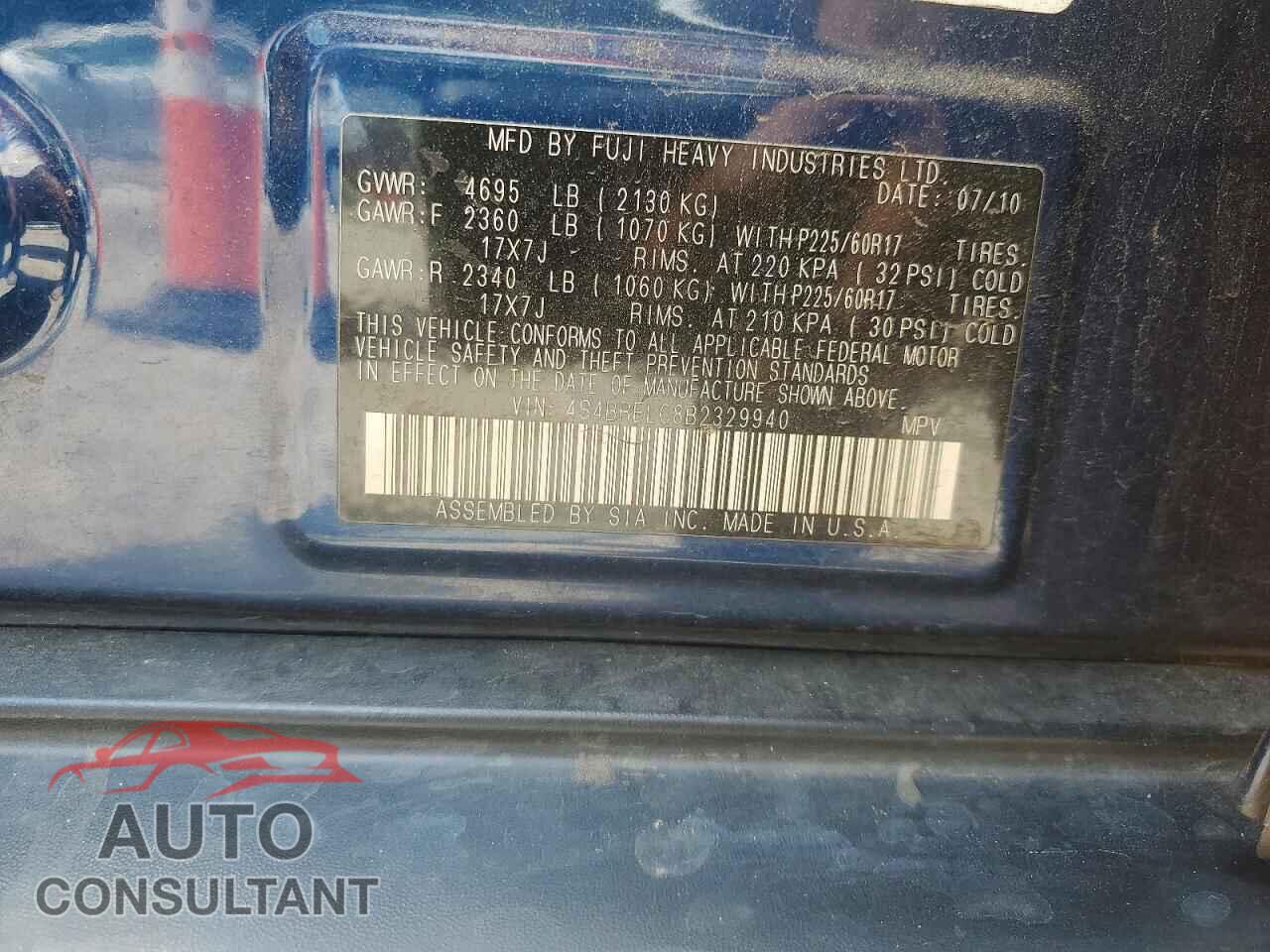 SUBARU OUTBACK 2011 - 4S4BRELC8B2329940