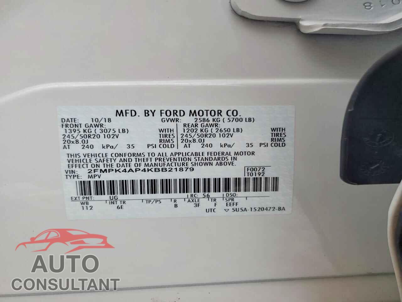 FORD EDGE 2019 - 2FMPK4AP4KBB21879