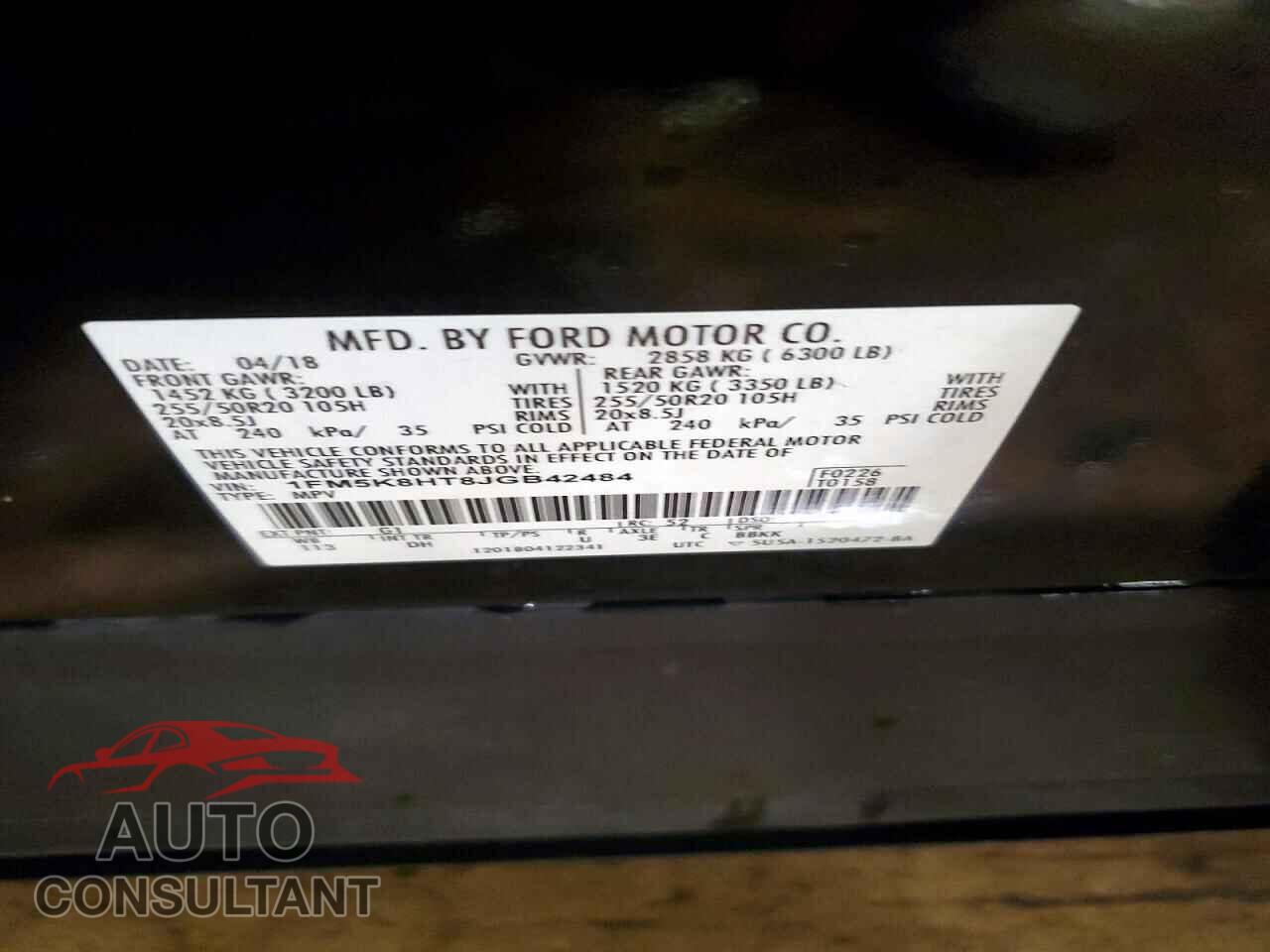 FORD EXPLORER 2018 - 1FM5K8HT8JGB42484