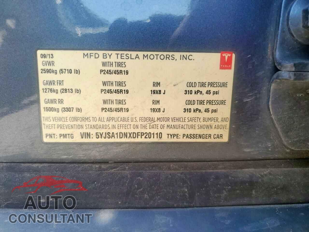 TESLA MODEL S 2013 - 5YJSA1DNXDFP20110