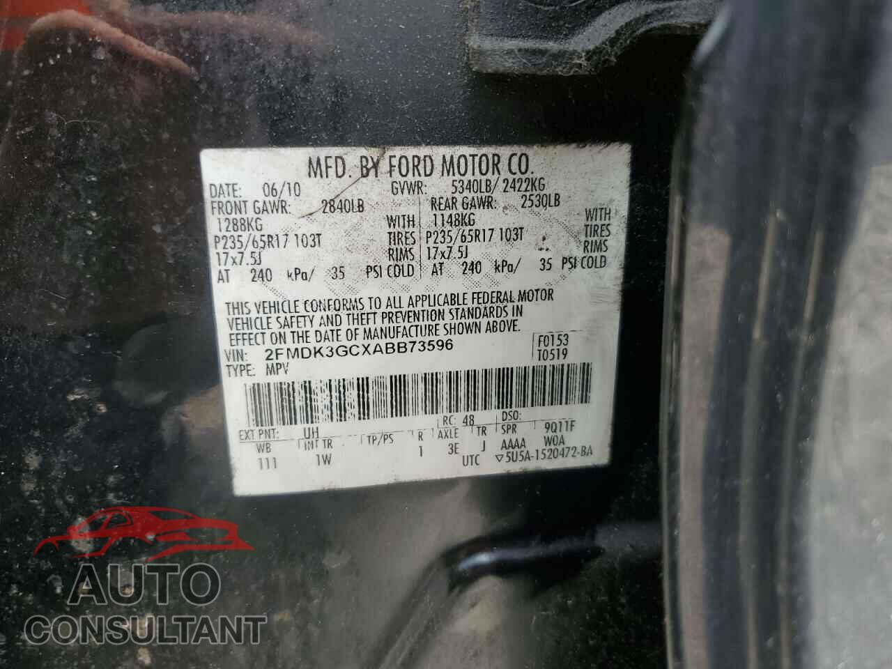 FORD EDGE 2010 - 2FMDK3GCXABB73596