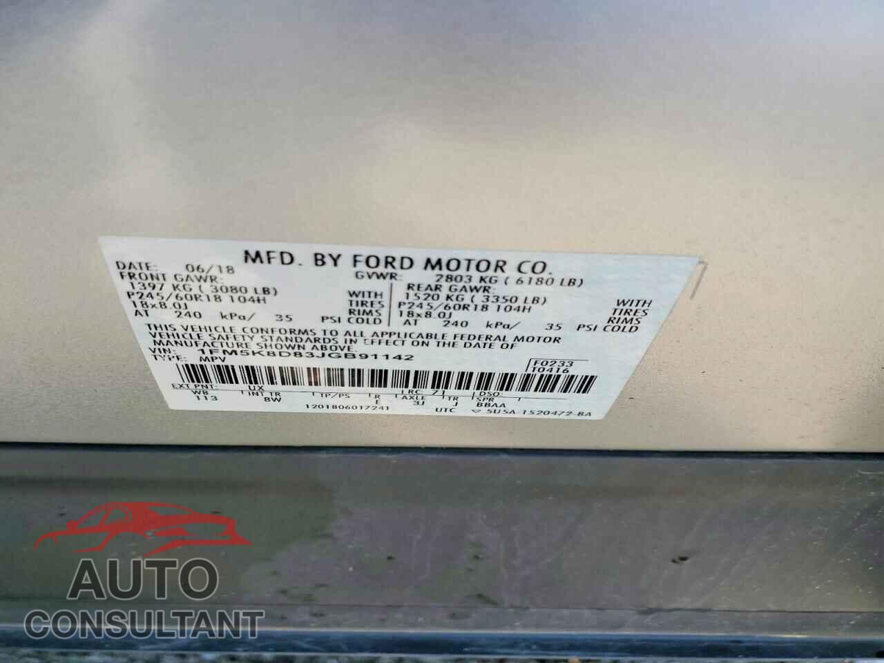 FORD EXPLORER 2018 - 1FM5K8D83JGB91142
