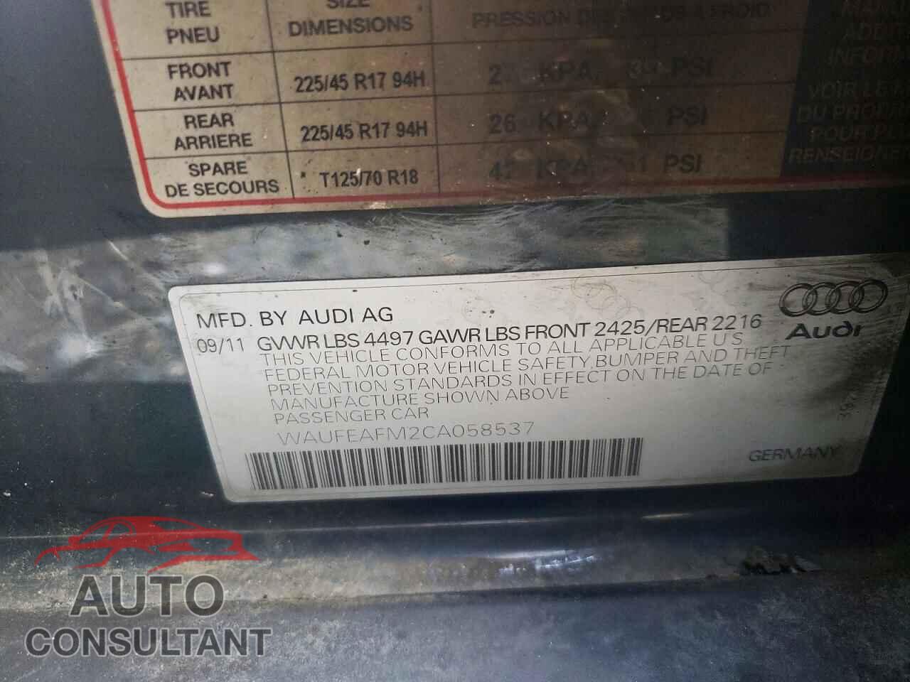 AUDI A3 2012 - WAUFEAFM2CA058537