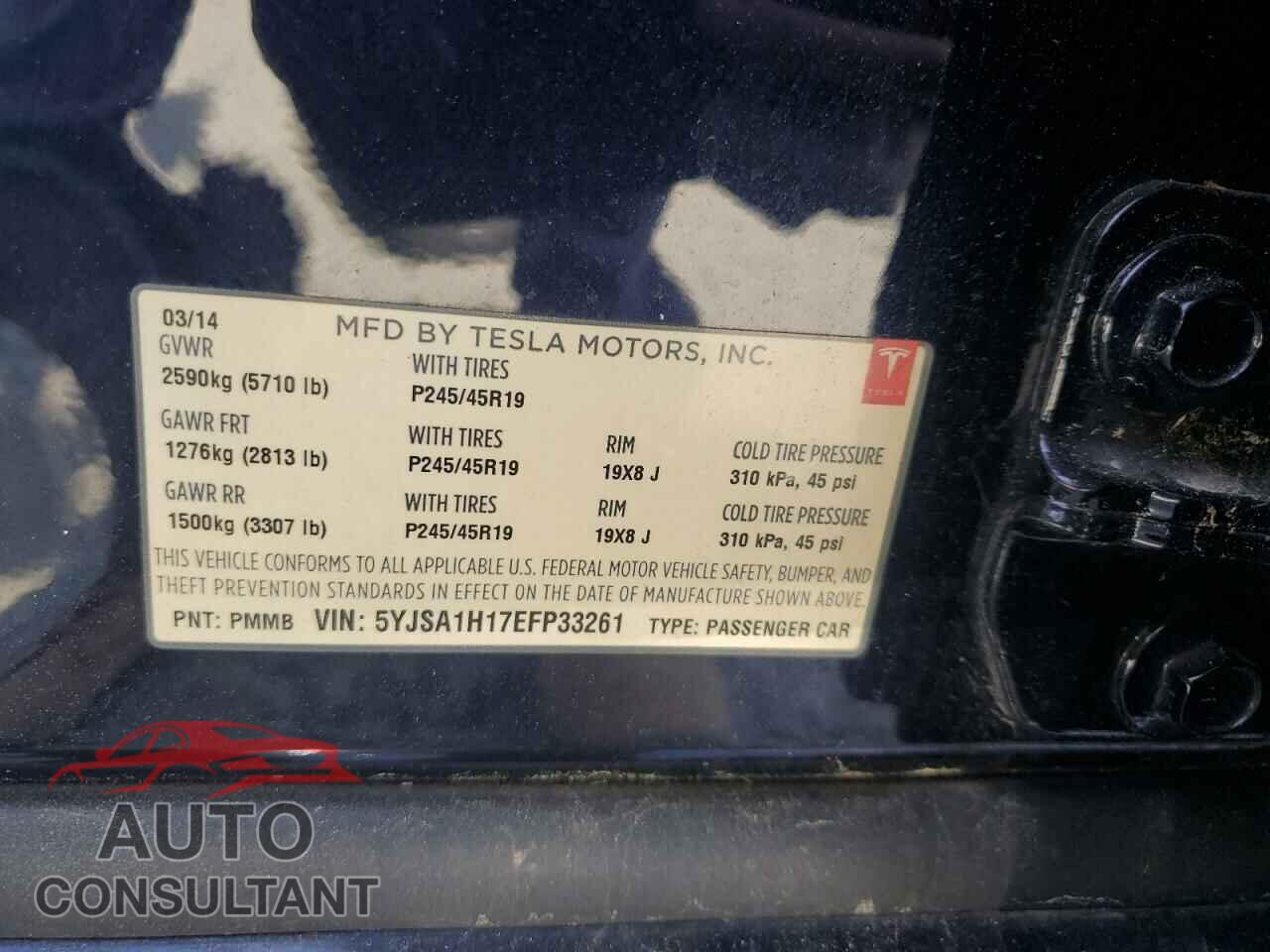 TESLA MODEL S 2014 - 5YJSA1H17EFP33261