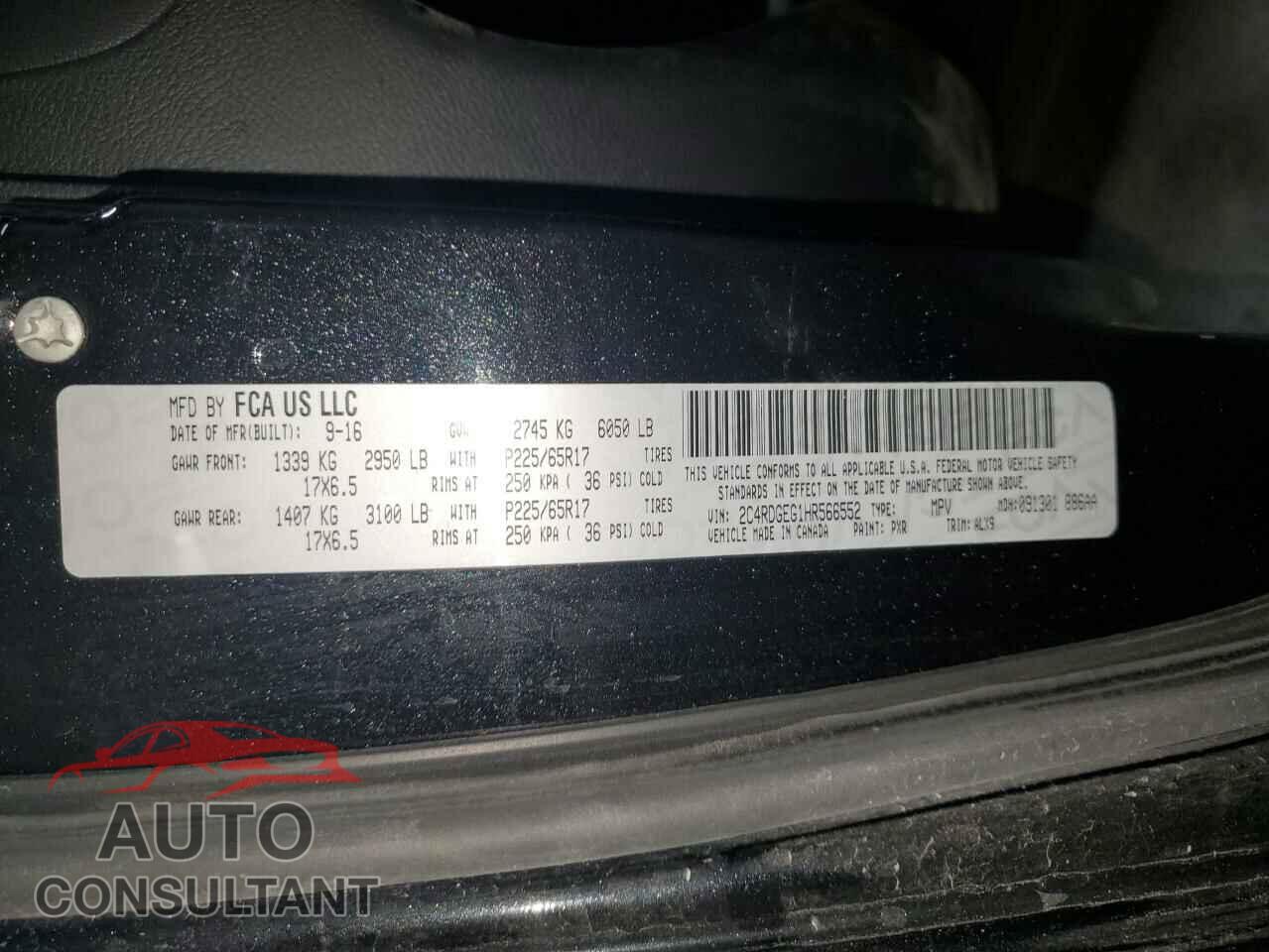 DODGE CARAVAN 2017 - 2C4RDGEG1HR566552