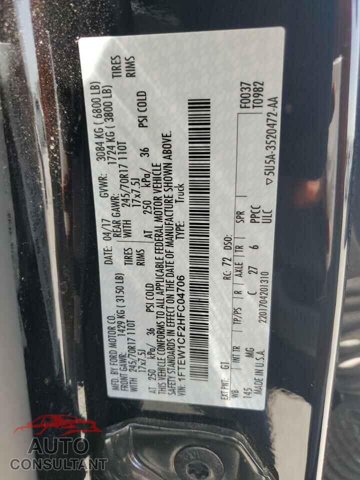 FORD F-150 2017 - 1FTEW1CF2HFC04706