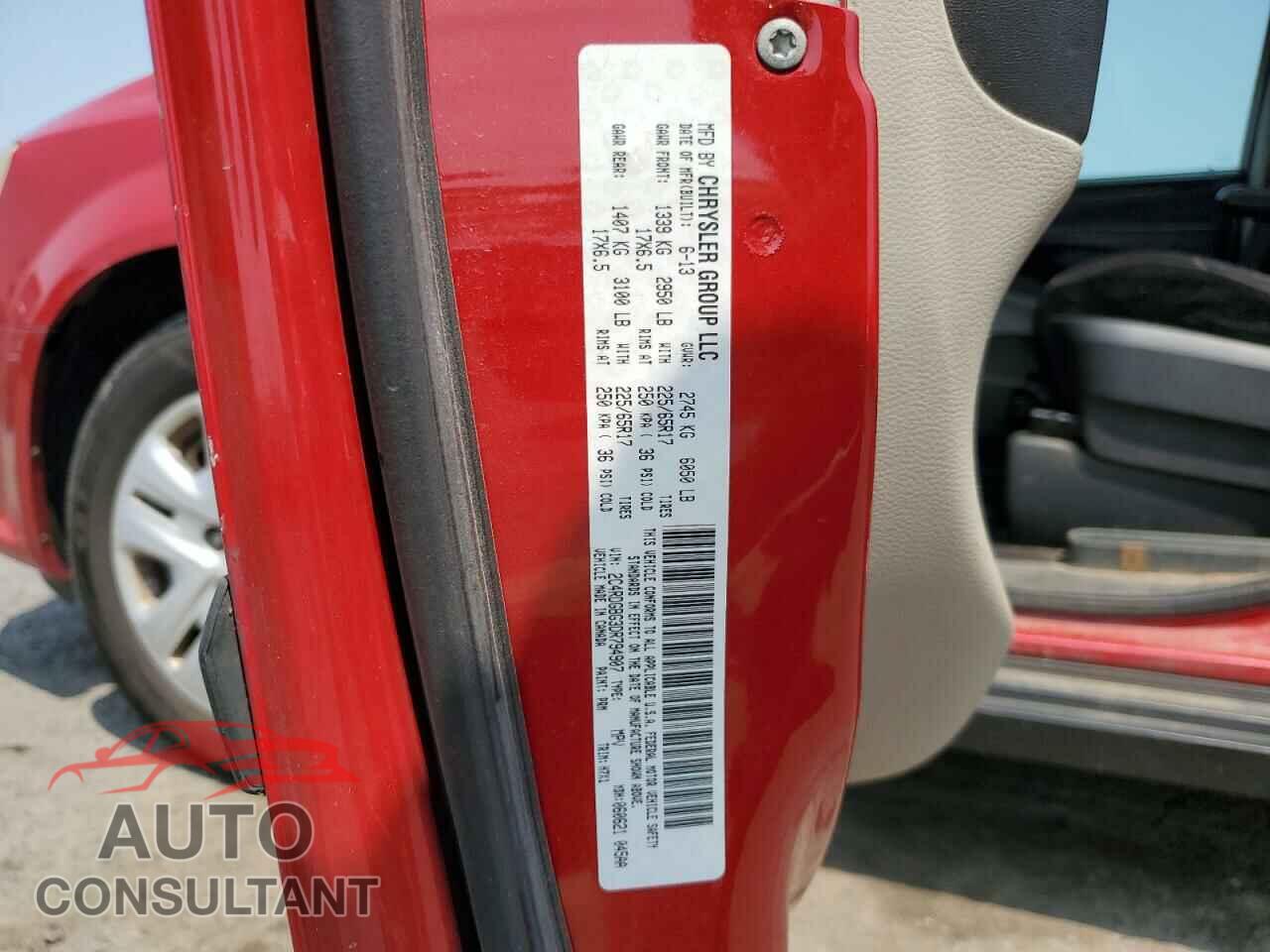 DODGE CARAVAN 2013 - 2C4RDGBG3DR794907
