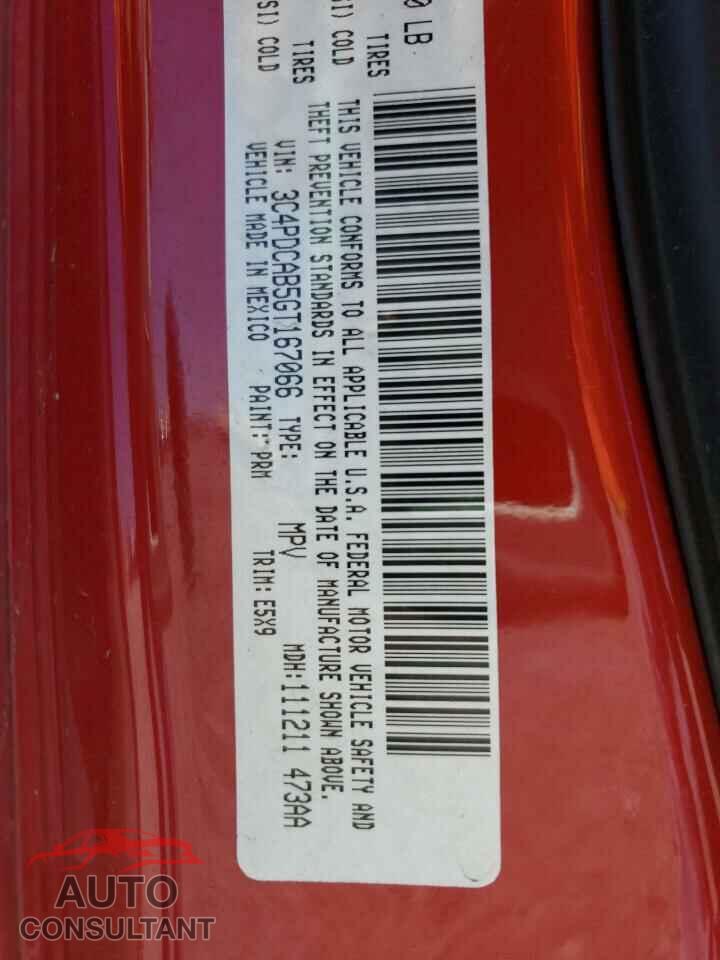 DODGE JOURNEY 2016 - 3C4PDCAB5GT167066