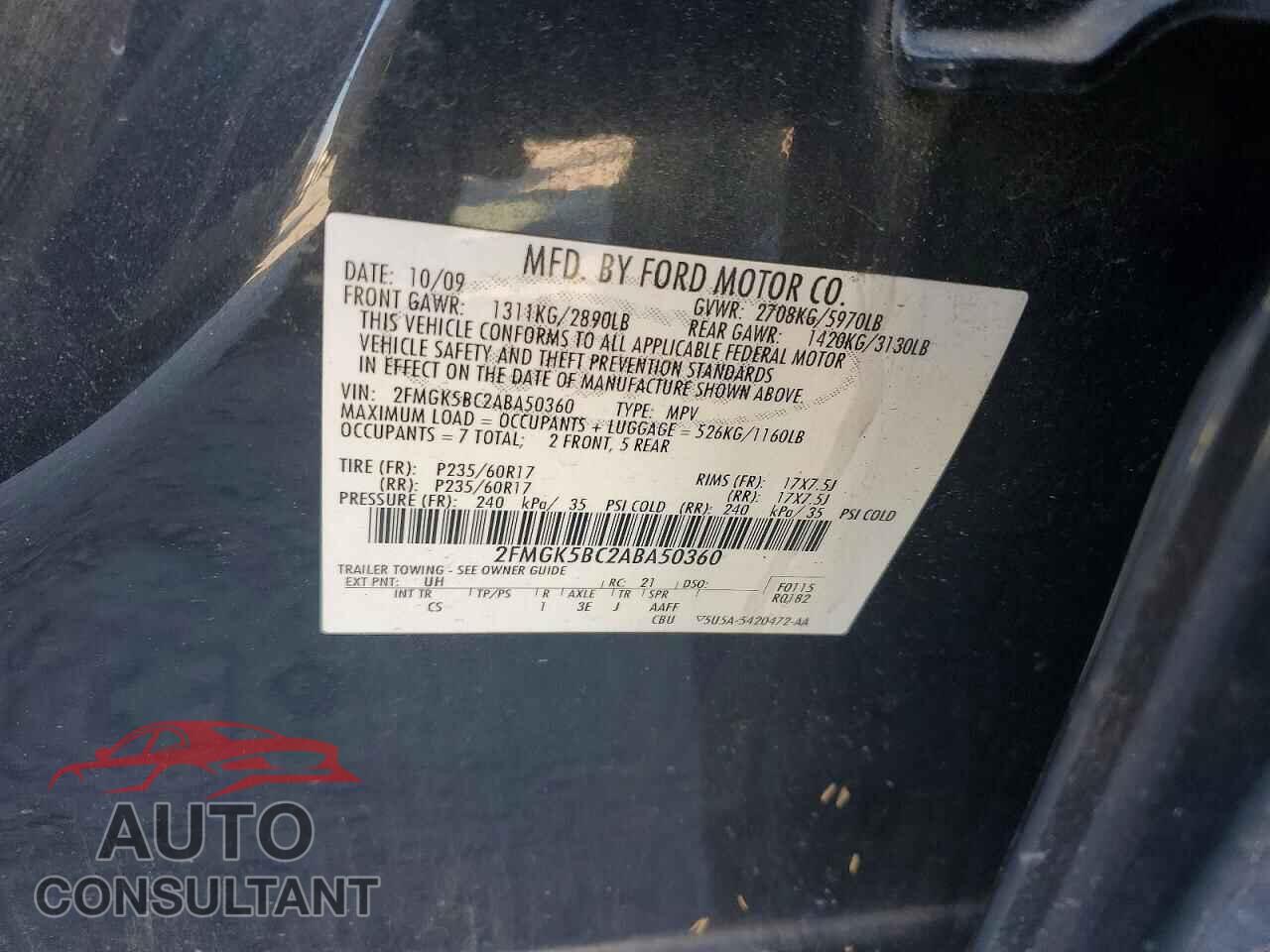 FORD FLEX SE 2010 - 2FMGK5BC2ABA50360