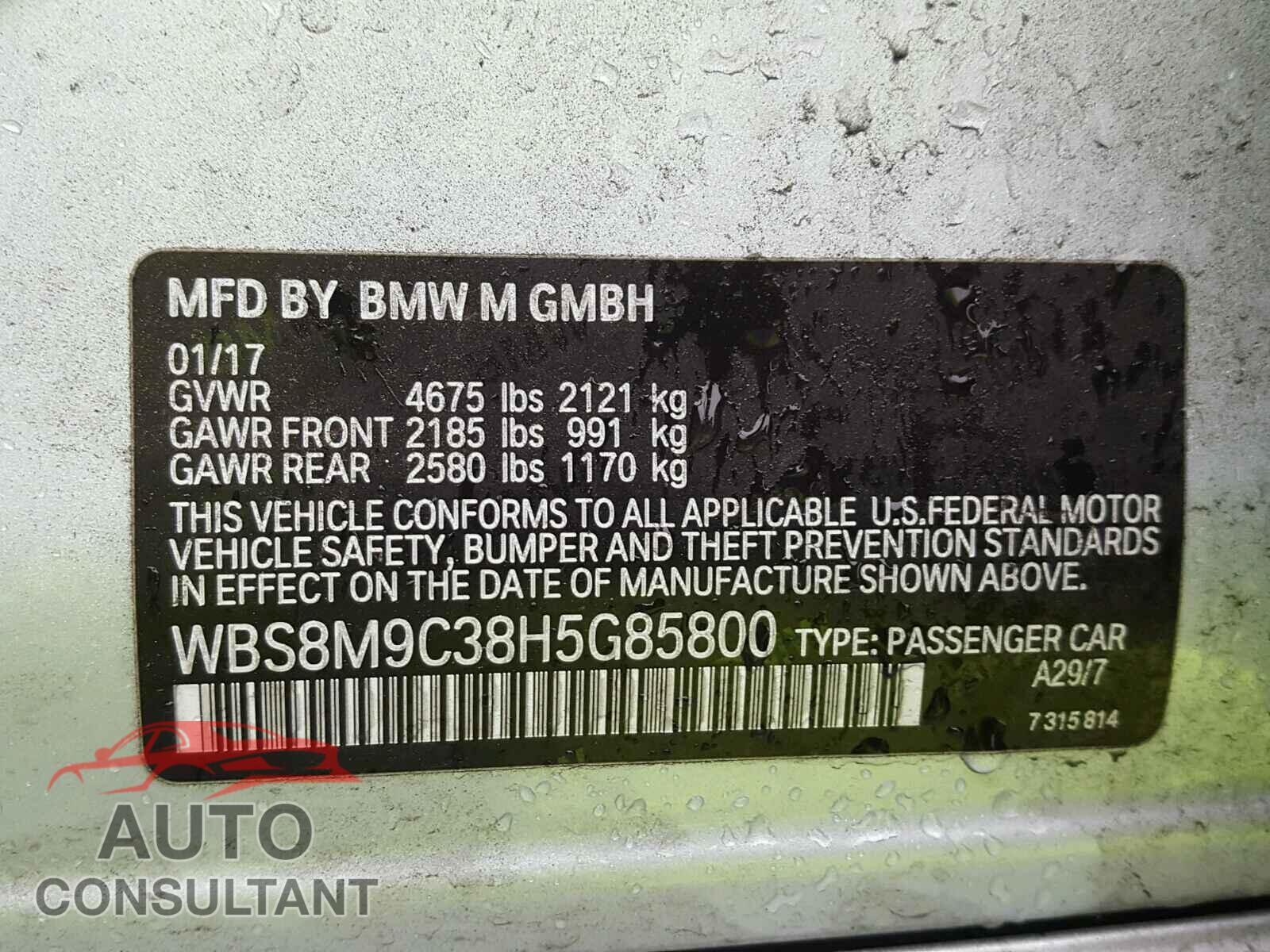 BMW M3 2017 - WBS8M9C38H5G85800