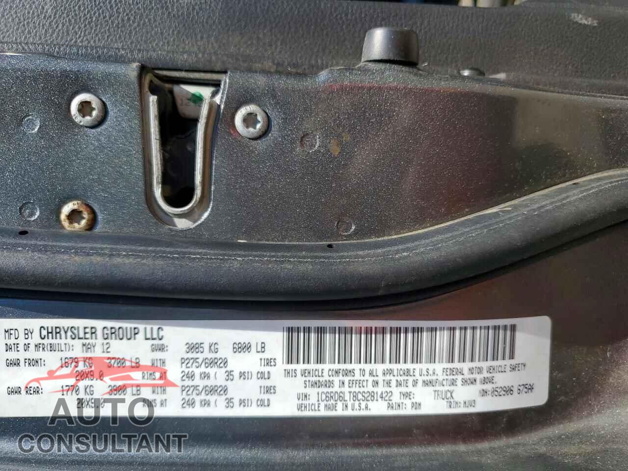 DODGE RAM 1500 2012 - 1C6RD6LT8CS281422