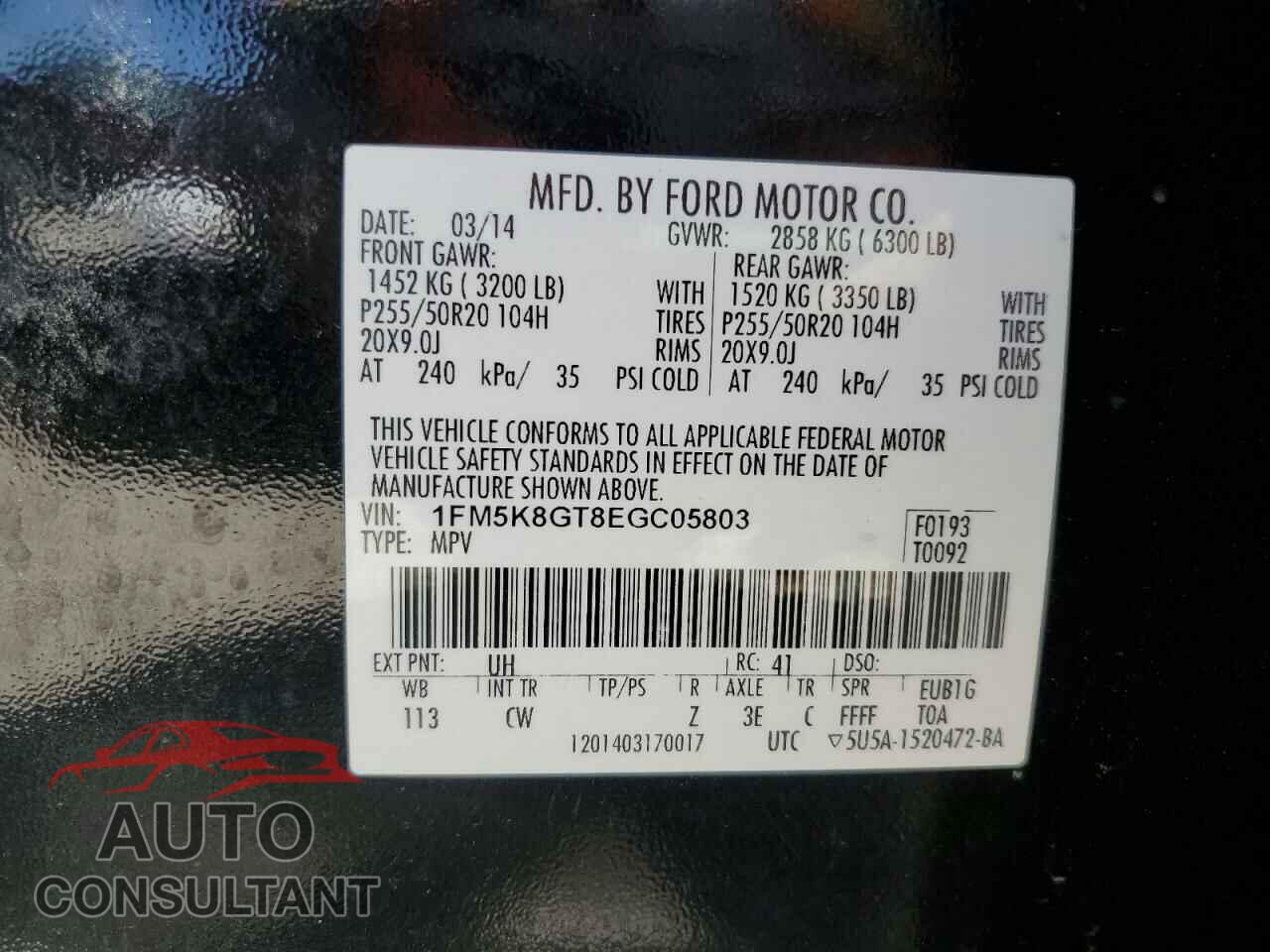 FORD EXPLORER 2014 - 1FM5K8GT8EGC05803