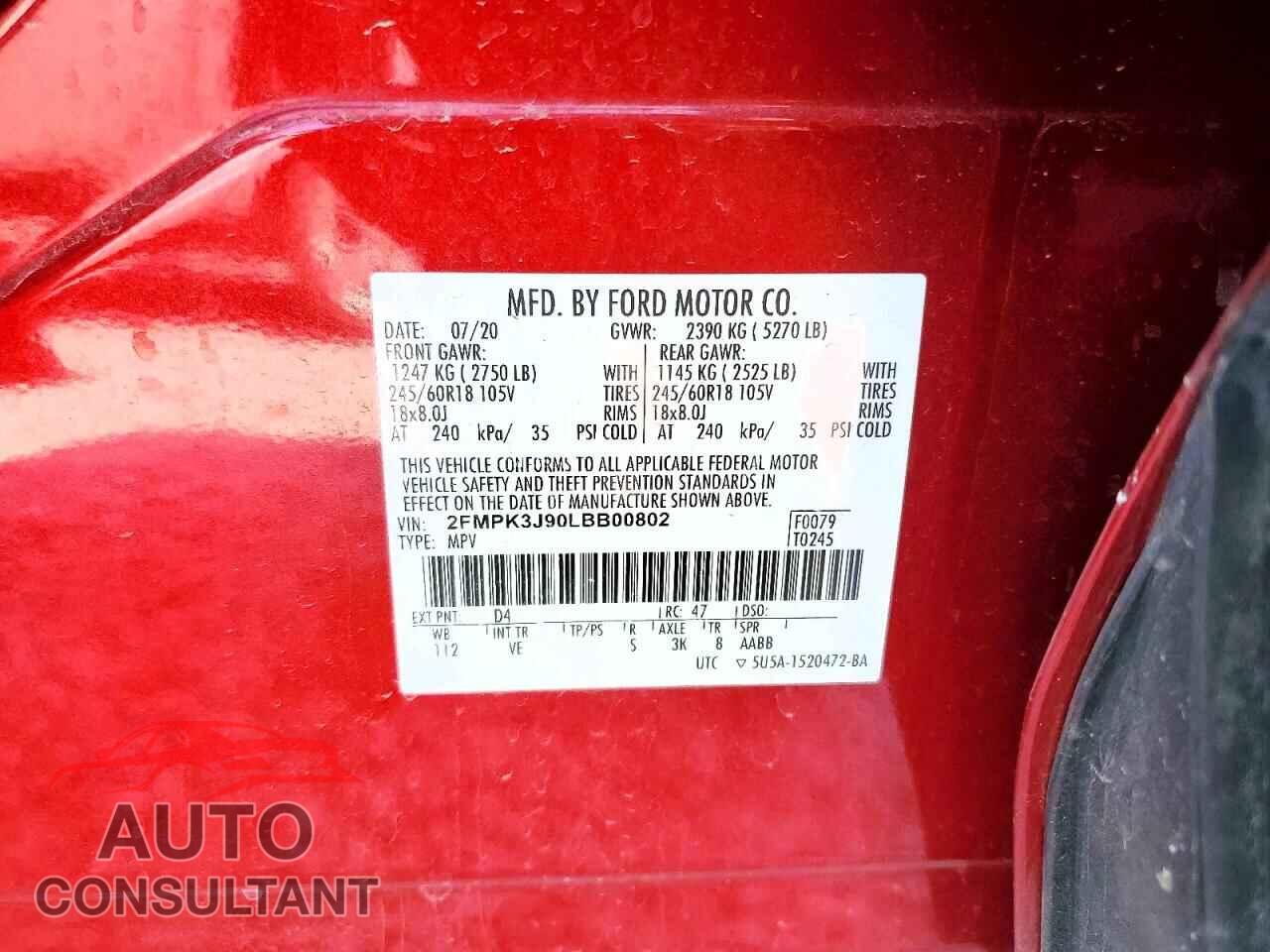 FORD EDGE 2020 - 2FMPK3J90LBB00802