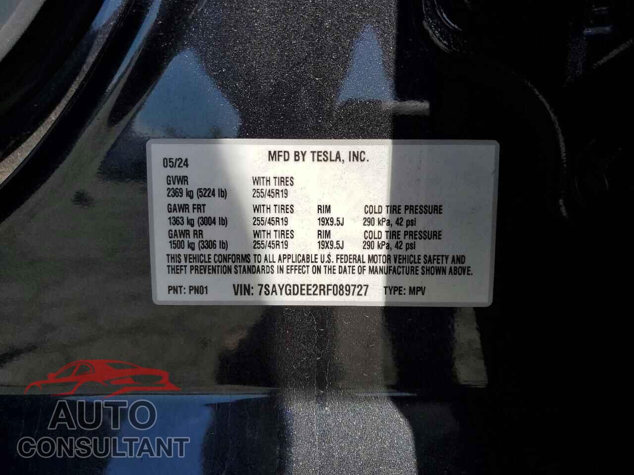 TESLA MODEL Y 2024 - 7SAYGDEE2RF089727