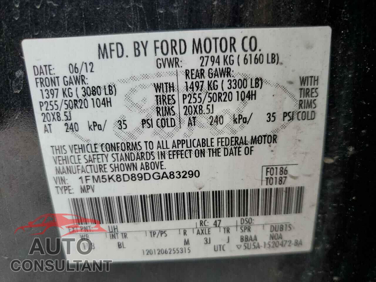 FORD EXPLORER 2013 - 1FM5K8D89DGA83290