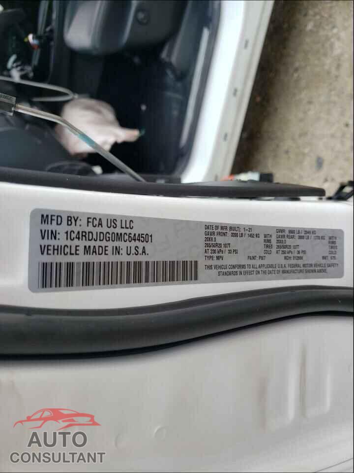 DODGE DURANGO 2021 - 1C4RDJDG0MC644501