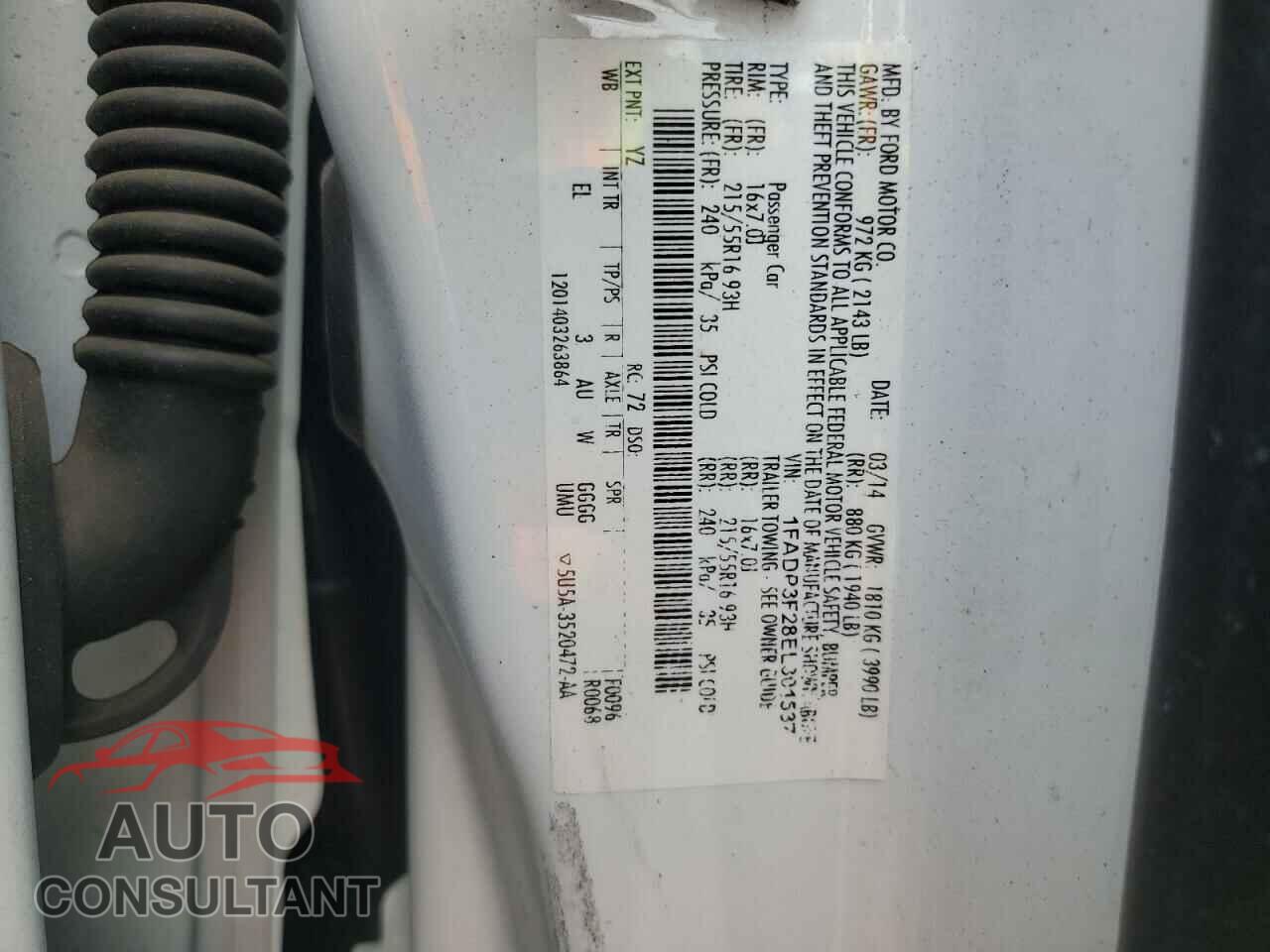 FORD FOCUS 2014 - 1FADP3F28EL301537