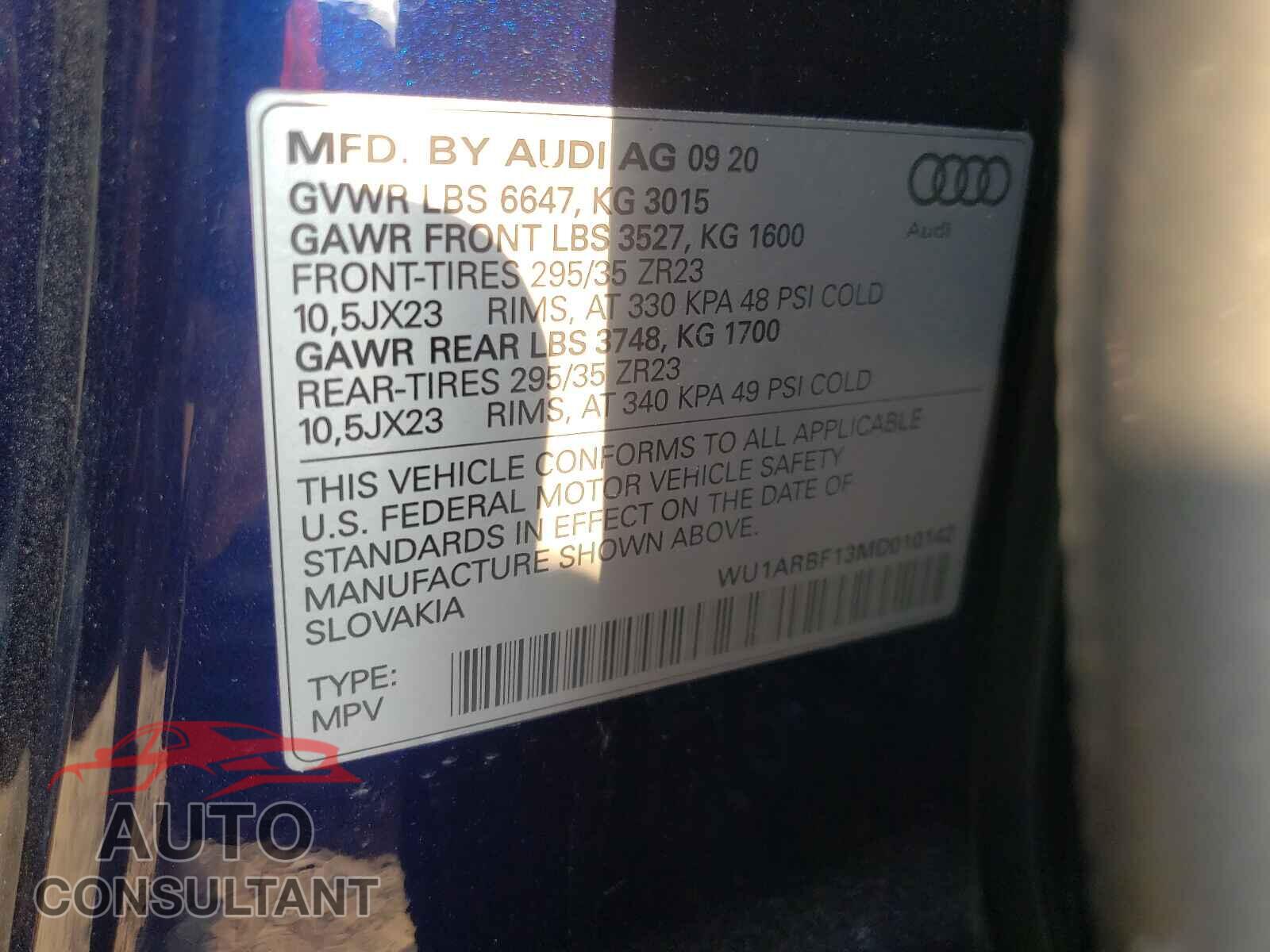 AUDI RS 2021 - WU1ARBF13MD010142