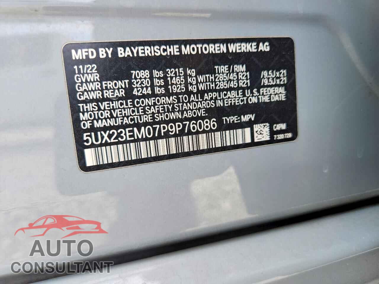 BMW X7 2023 - 5UX23EM07P9P76086
