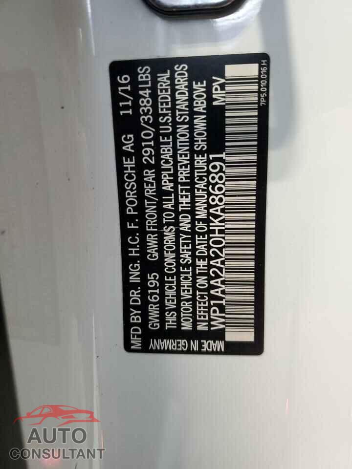 PORSCHE CAYENNE 2017 - WP1AA2A20HKA86891