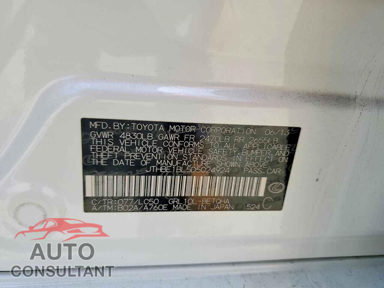 LEXUS GS350 2013 - JTHBE1BL5D5024924