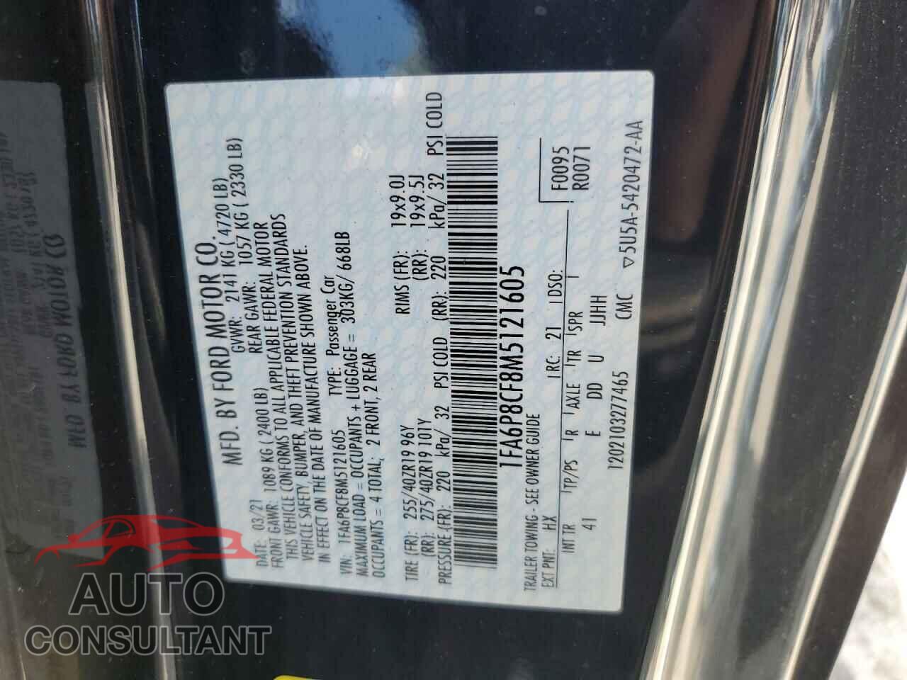 FORD MUSTANG 2021 - 1FA6P8CF8M5121605