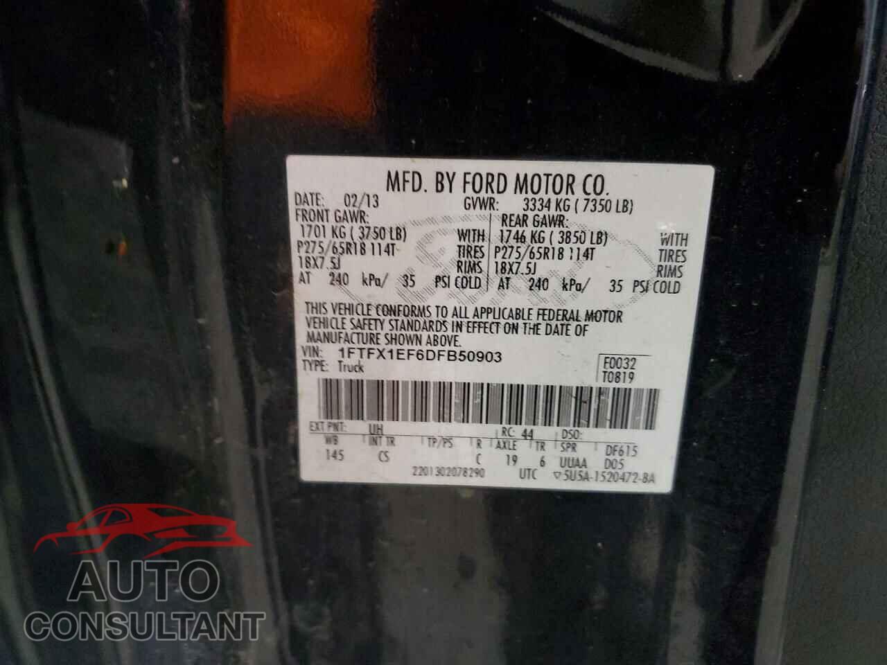 FORD F150 2013 - 1FTFX1EF6DFB50903