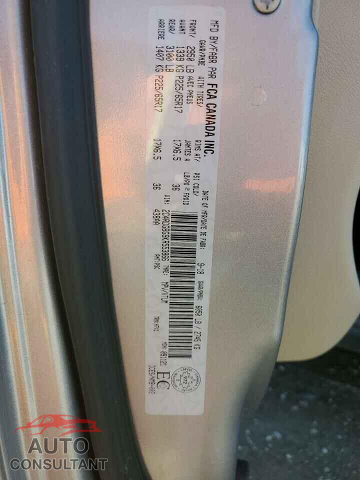 DODGE CARAVAN 2019 - 2C4RDGBG9KR553866