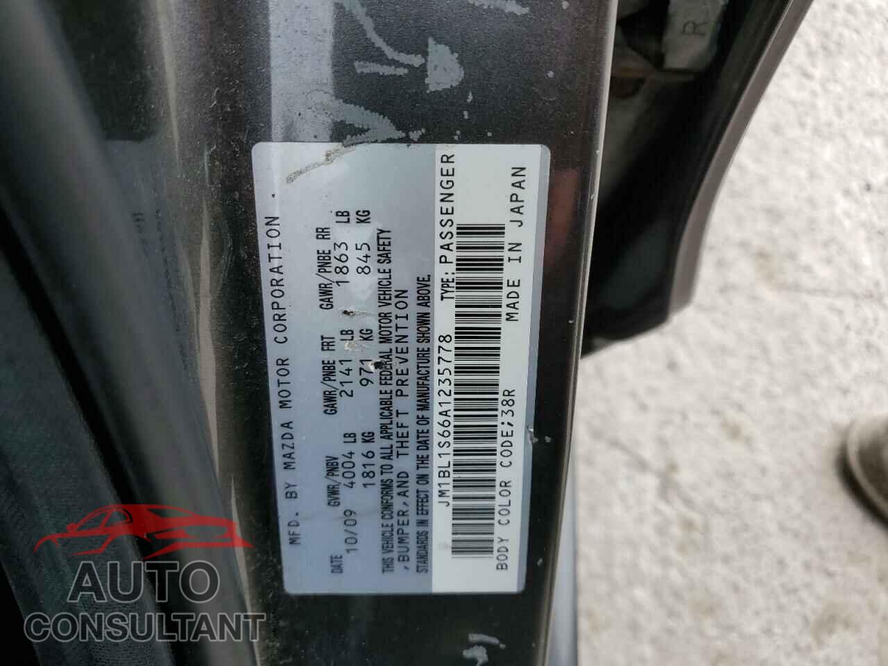MAZDA MAZDA3 2010 - JM1BL1S66A1235778