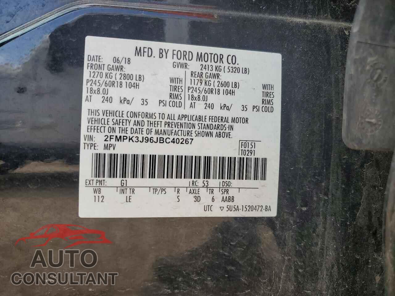 FORD EDGE 2018 - 2FMPK3J96JBC40267