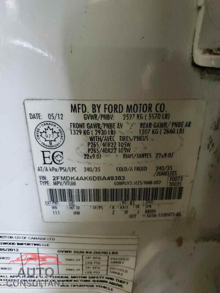 FORD EDGE 2013 - 2FMDK4AK6DBA49383