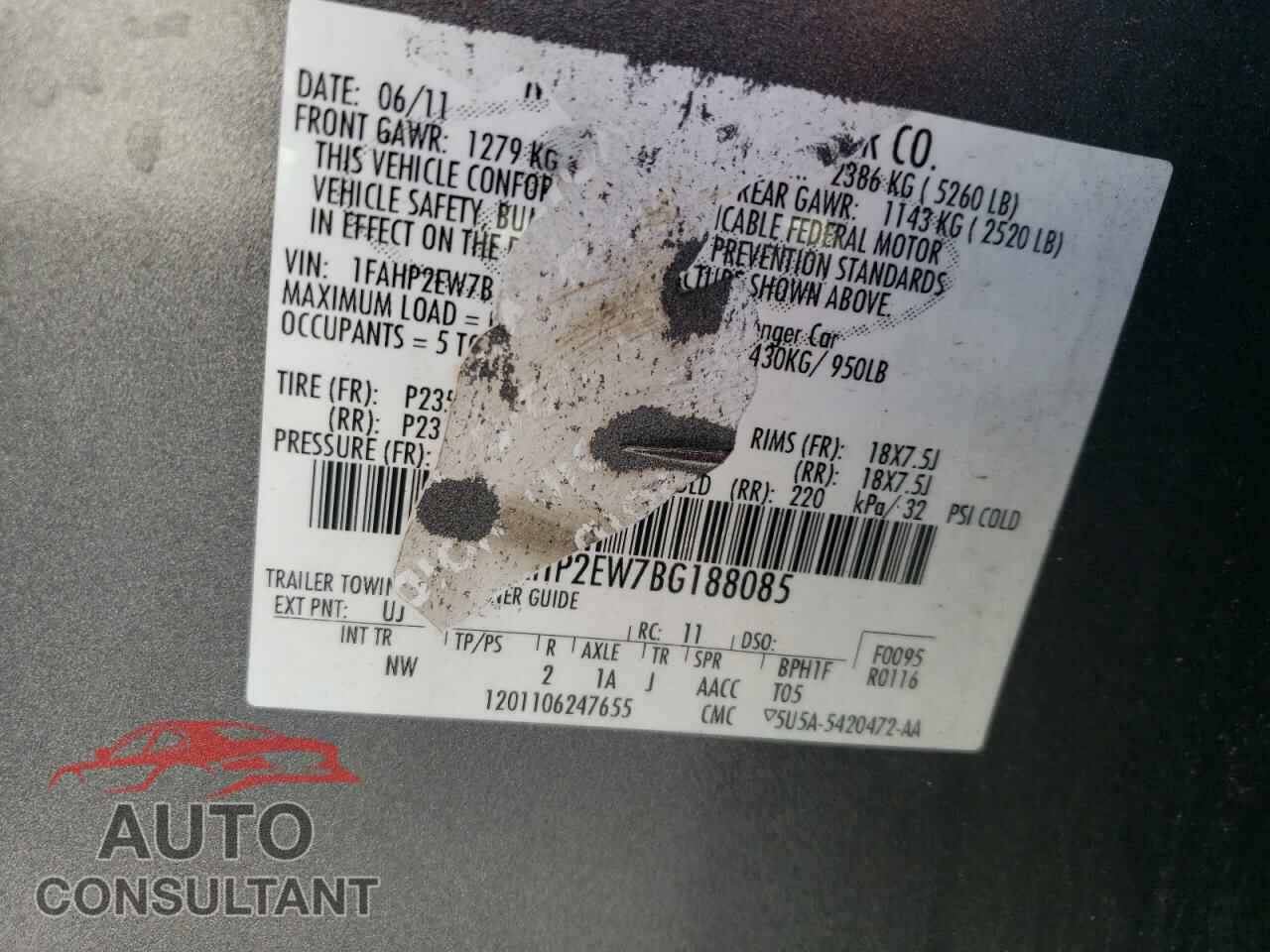 FORD TAURUS 2011 - 1FAHP2EW7BG188085