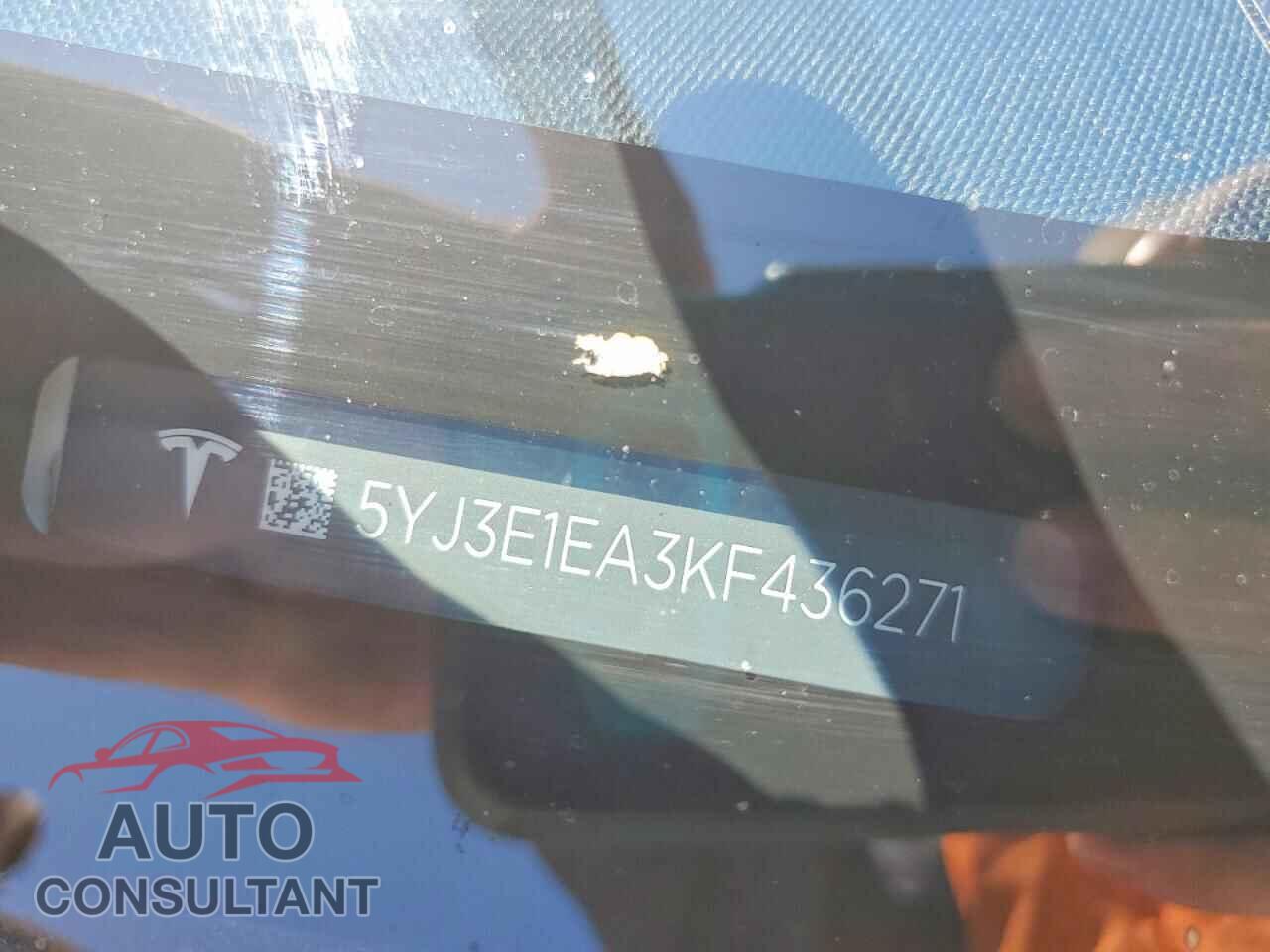 TESLA MODEL 3 2019 - 5YJ3E1EA3KF436271