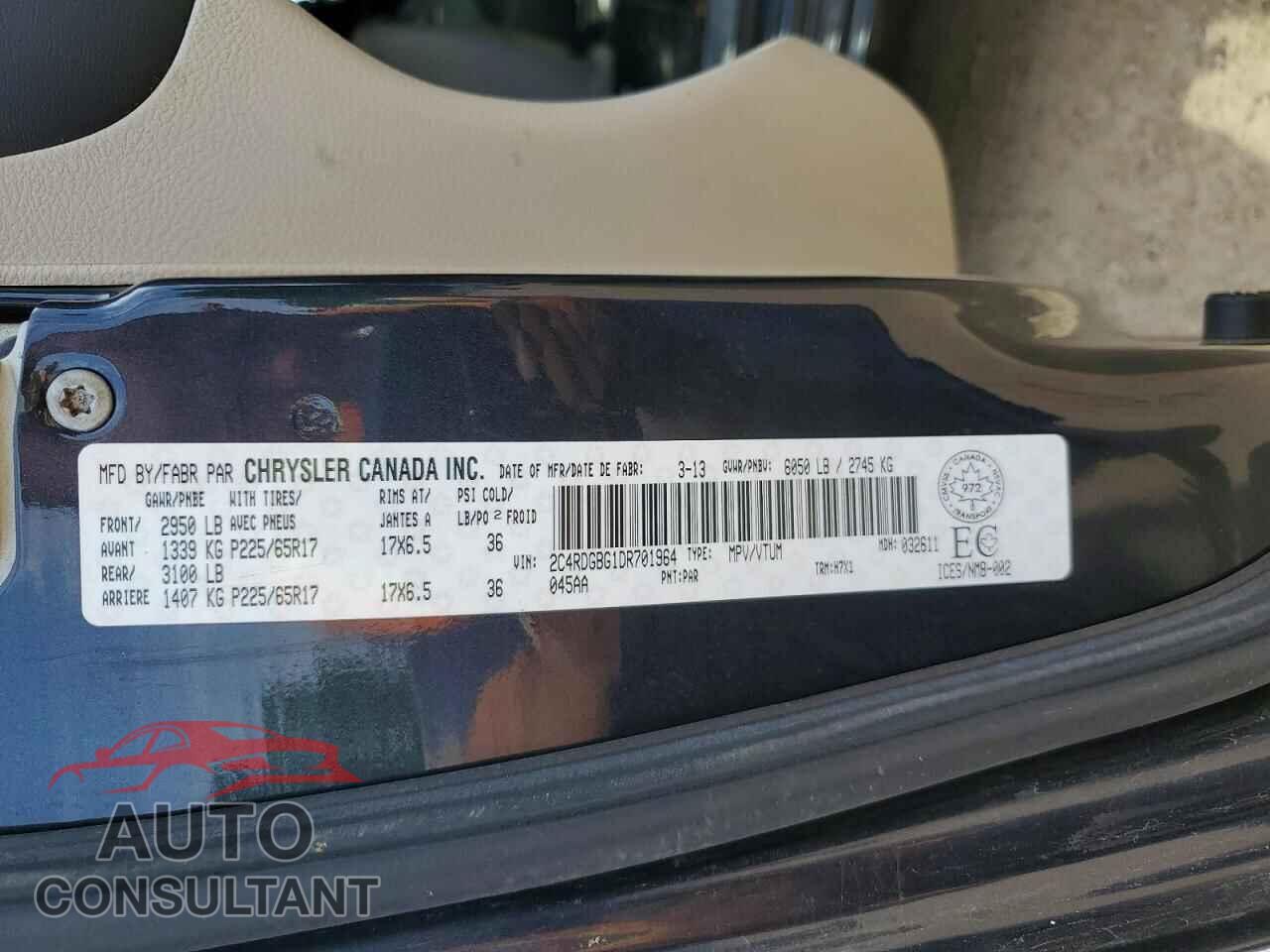 DODGE CARAVAN 2013 - 2C4RDGBG1DR701964
