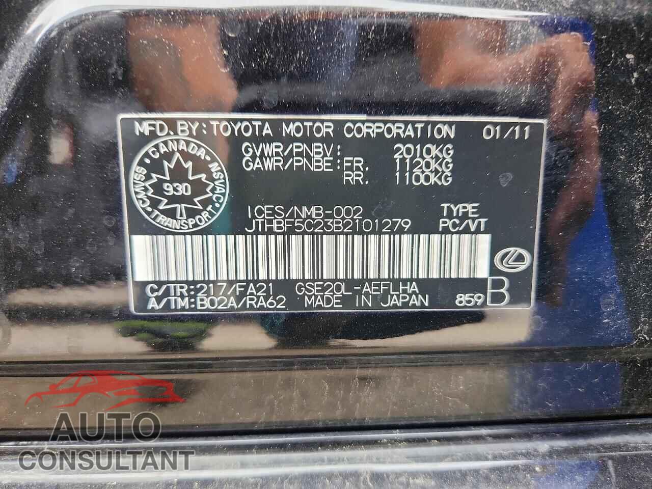LEXUS IS 2011 - JTHBF5C23B2101279