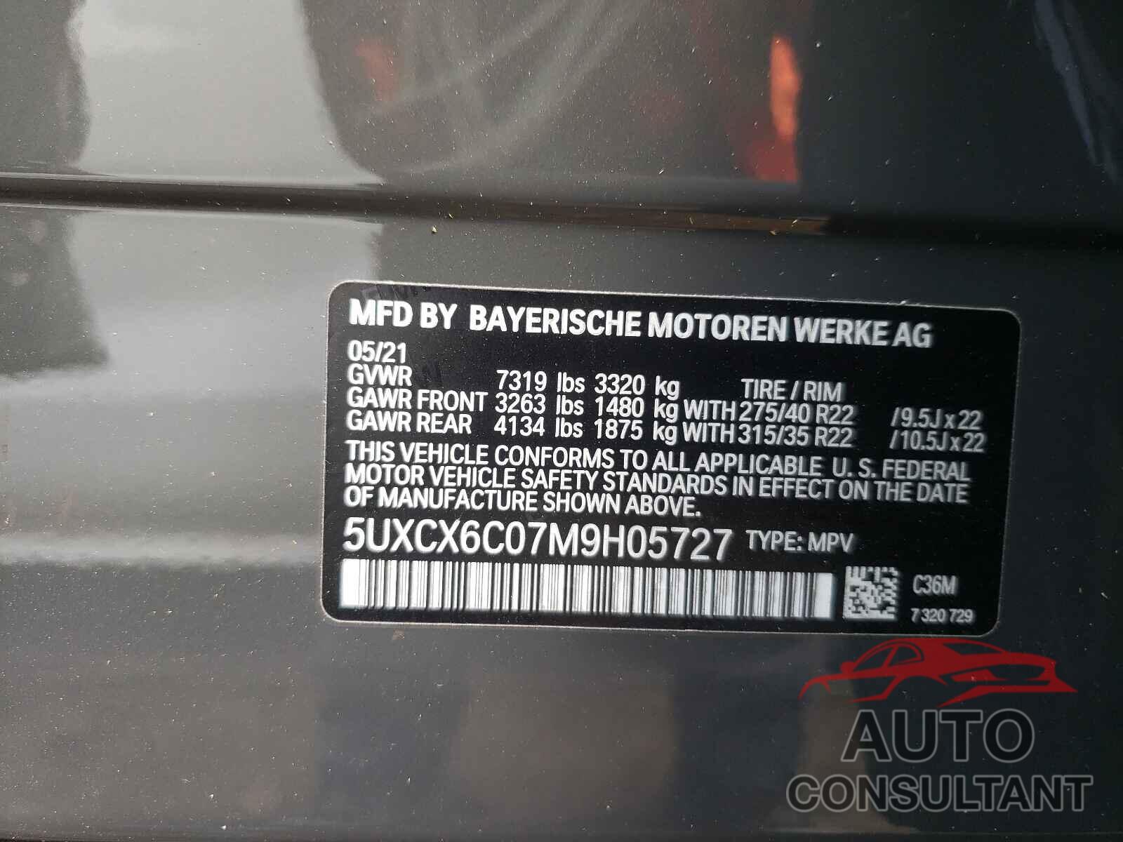 BMW X7 2021 - 5UXCX6C07M9H05727