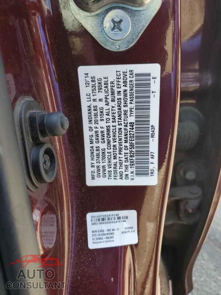 HONDA CIVIC 2015 - 19XFB2F58FE027448