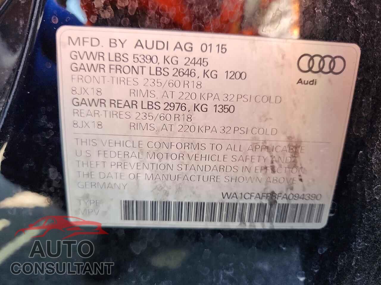 AUDI Q5 2015 - WA1CFAFP8FA094390
