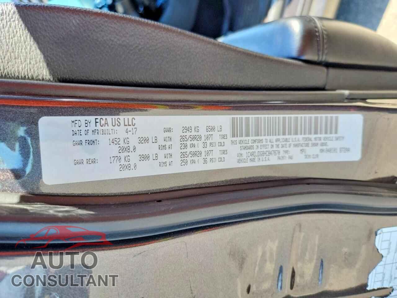 DODGE DURANGO 2017 - 1C4RDJDG8HC847870