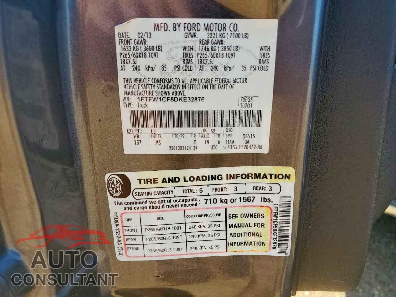 FORD F-150 2013 - 1FTFW1CF8DKE32876