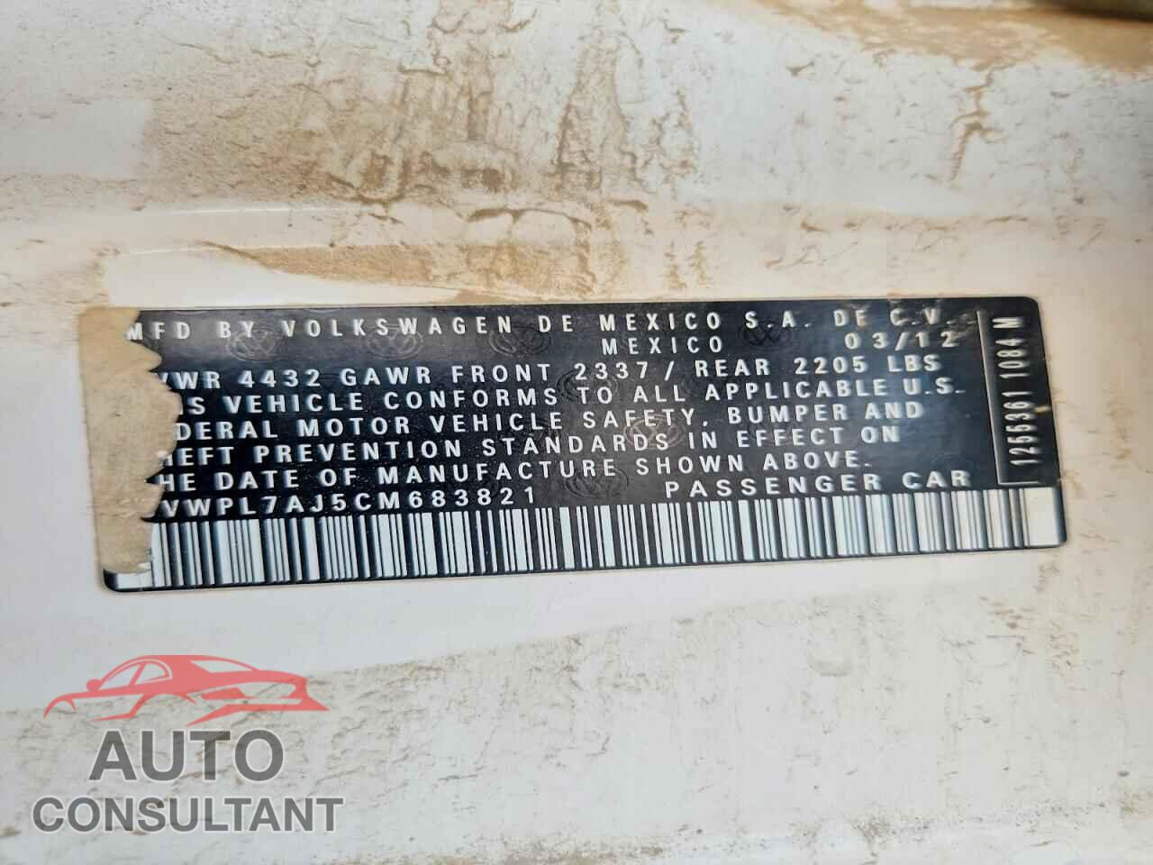 VOLKSWAGEN JETTA 2012 - 3VWPL7AJ5CM683821