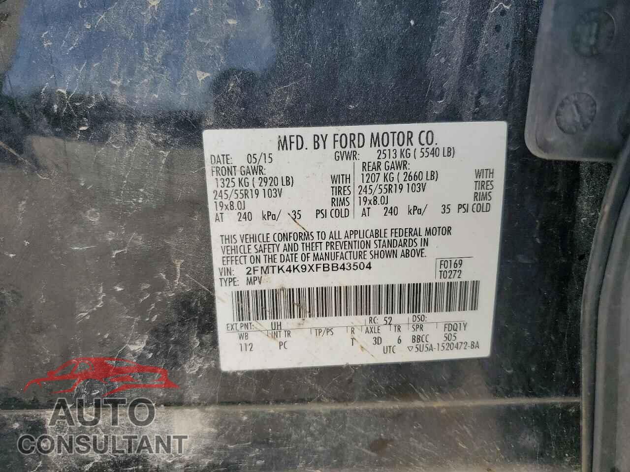 FORD EDGE 2015 - 2FMTK4K9XFBB43504