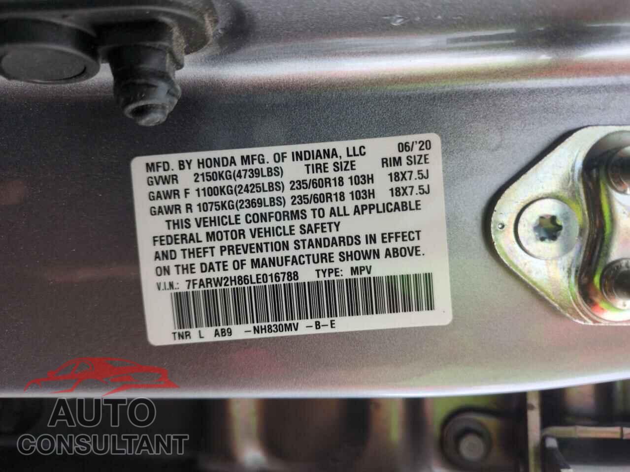 HONDA CRV 2020 - 7FARW2H86LE016788