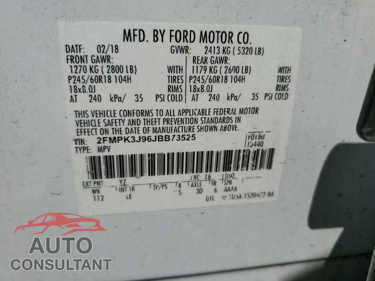 FORD EDGE 2018 - 2FMPK3J96JBB73525